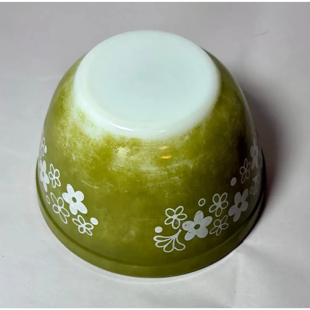 Vintage Pyrex Green Floral Crazy Daisy 1.5 Pint Mixing Bowl #401